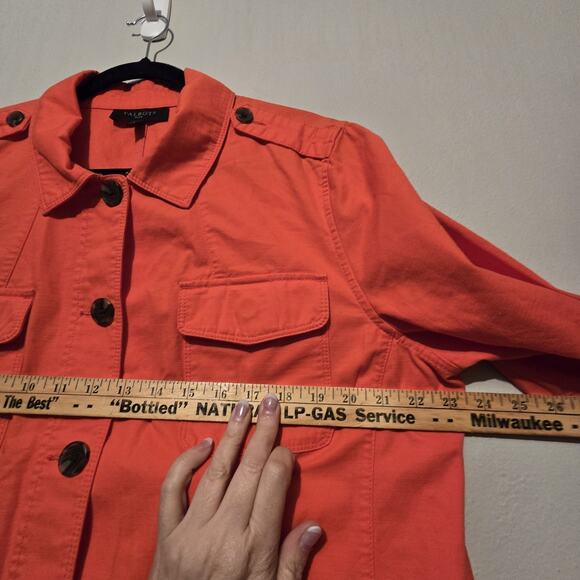 Talbots 100% Cotton Jacket Womens Plus 1X Orange Fall Autumn Pockets Classic EUC - Picture 8 of 12